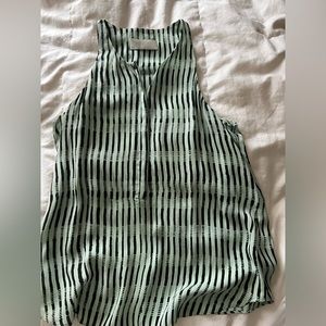 A.L.C. Silk racer back tank with modern pattern, partial button closure